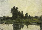 Paul Baum Landschaft am Fluss vor Gent oil on canvas